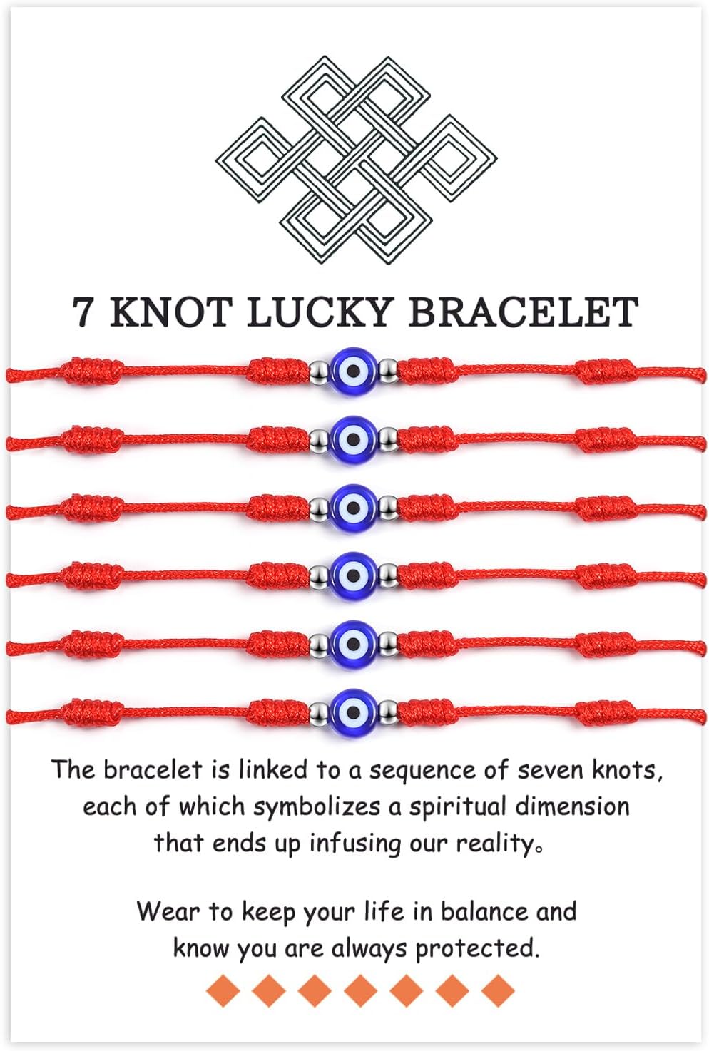 VU100 Rotes Böser Blick Armband Evil Eye Kabbalah 7 Knoten Seil Mit Nazar Amulett - Verstellbare Viel Glück Freundschaft Geschenk für Damen Herren Familie Freund
