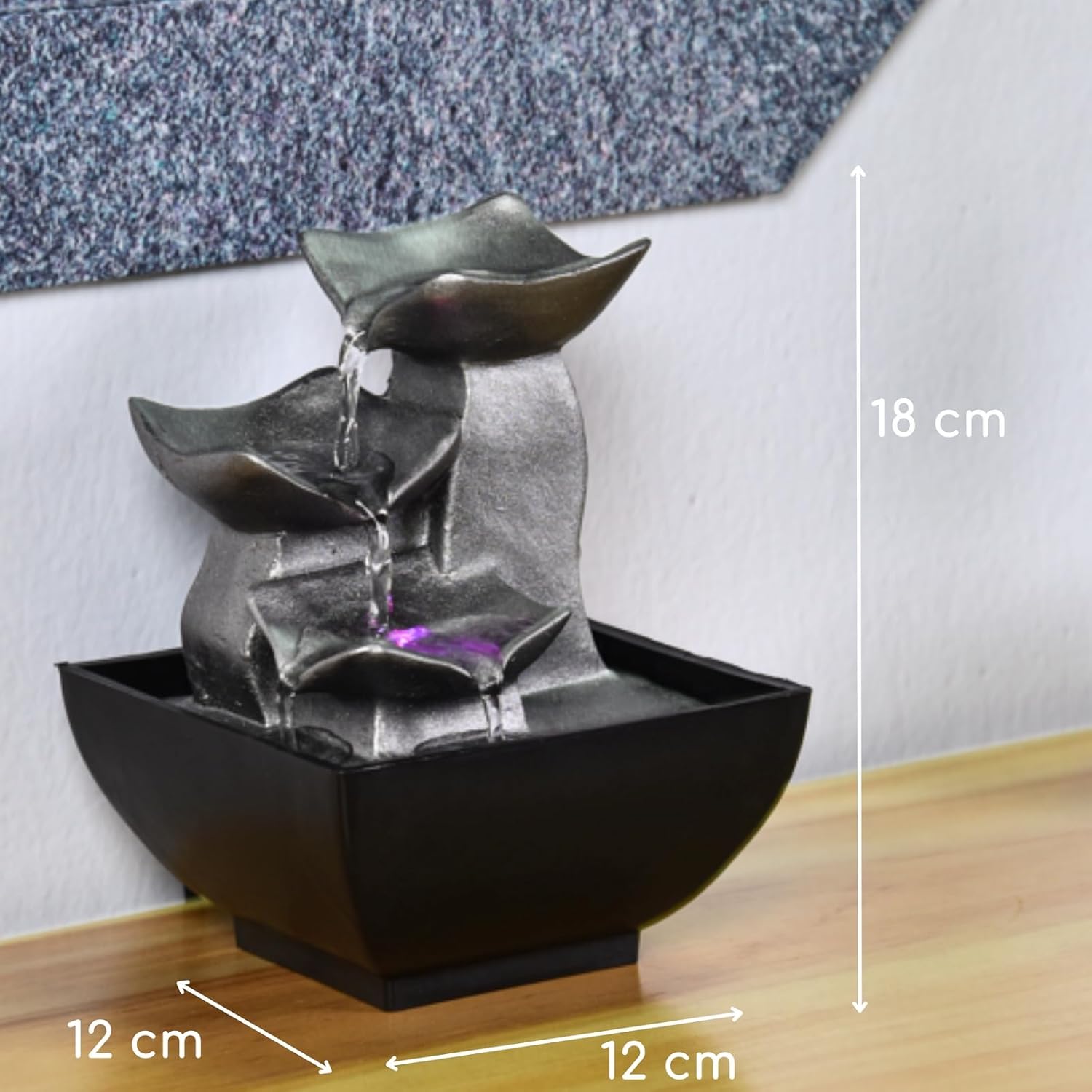 zen' Light Natural Boro Fontaine Resin Silver 13 x 13 x 17 cm