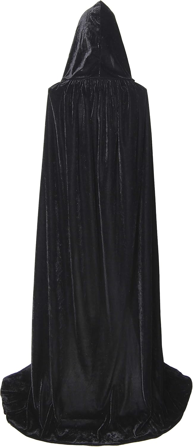 BIGXIAN Long Hooded Cloak Velvet Cape Witch Costume Halloween Costumes for Women Men