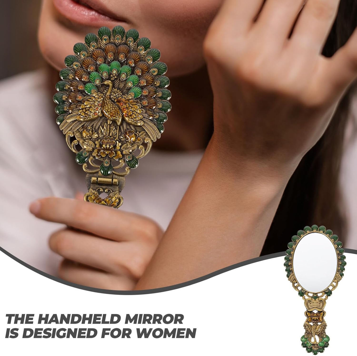 PACKOVE Vintage Handspiegel Gothic Handspiegel Handschminkspiegel Retro Faltbare für Mädchen und Damen