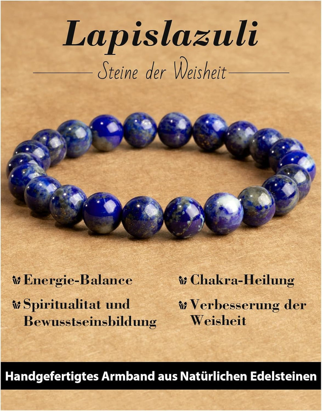 Handmade Genuine Natural Stone Beads Healing Stones Bracelet, Women's Men's Chakra Bead Bracelet, 8 mm Round Gemstone Yoga Bracelets, Includes Replacement Beads