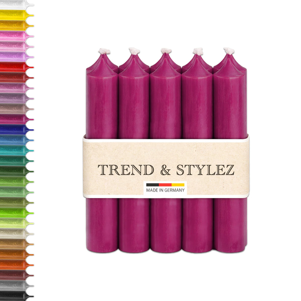 10 Bunte Spitzkerzen durchgefärbt 100x22mm | RAL Stabkerzen mit 8h+ Brenndauer | Ohne Tropfen & Rußen | Tafelkerzen für Leuchter | Made in Germany (Pastellrosa)