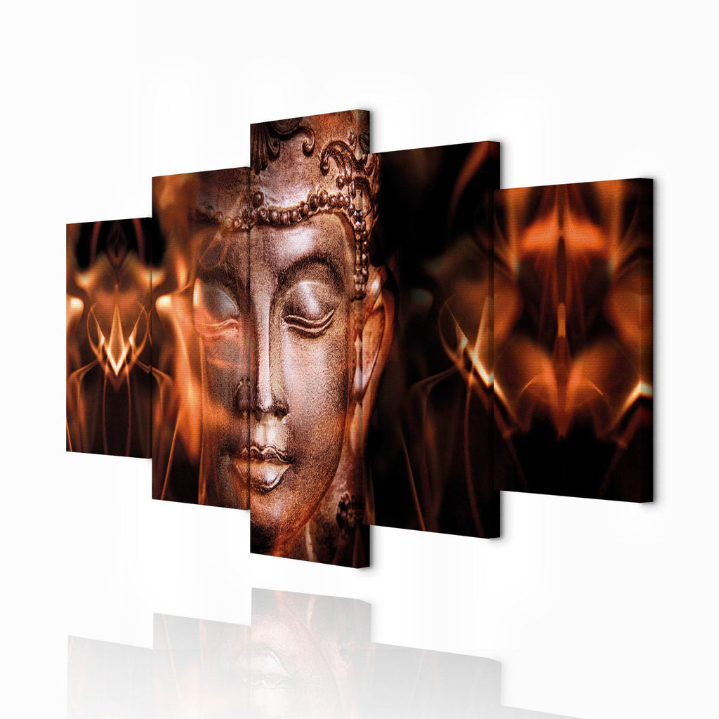 decomonkey Bilder Buddha 200x100 cm 5 Teilig Wandbild Groß Leinwandbild XXL Deko Wohnzimmer Schlafzimmer Wanddeko Pictures For Wall Poster Wall Painting Zen Orient
