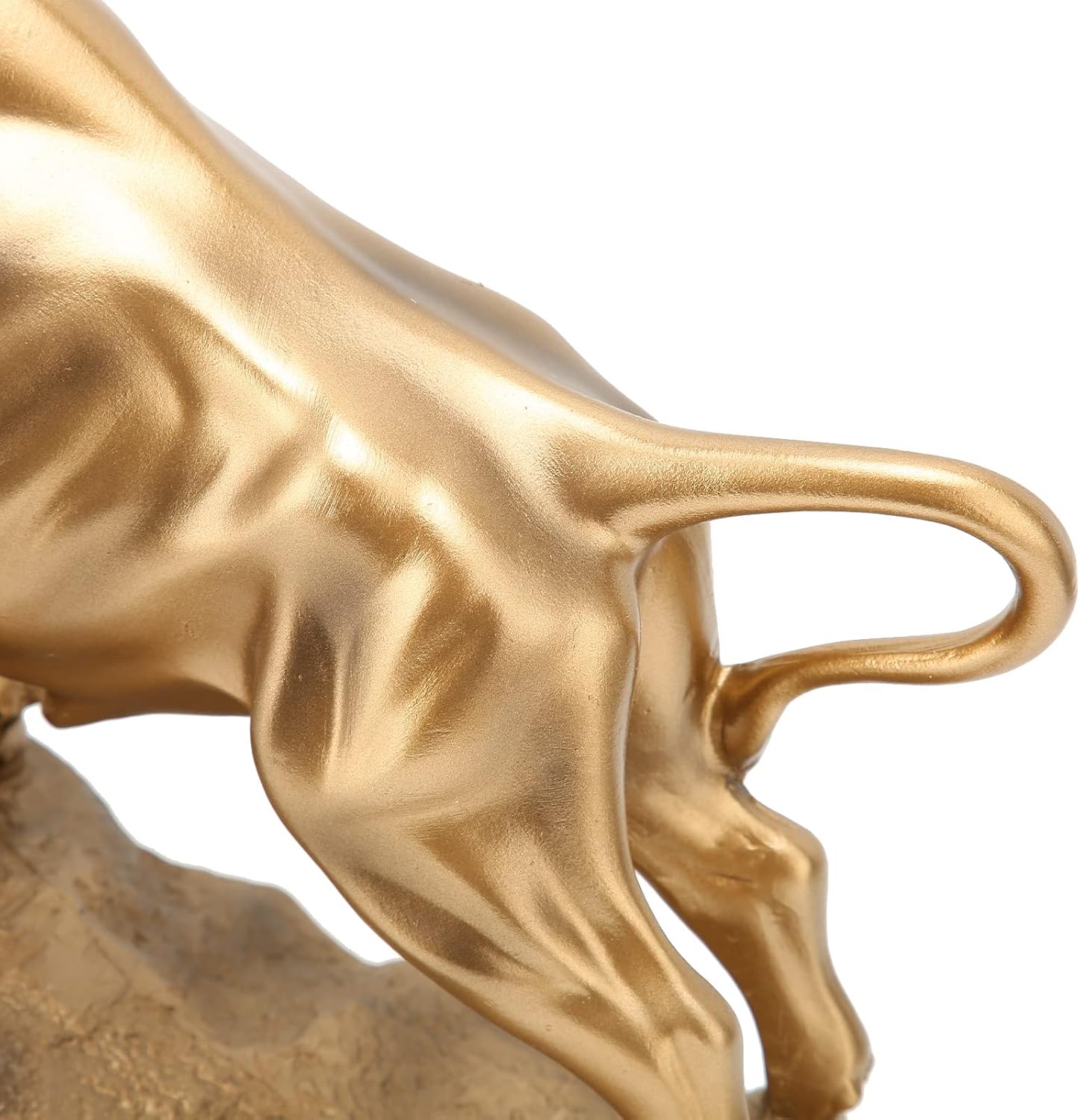 Golden Feng Shui Bull Sculpture Made of Resin - Ox Figure for Happiness, Career and Wealth - Chinese Souvenir, Gift, Home Office Table Decoration for TV Cabinet