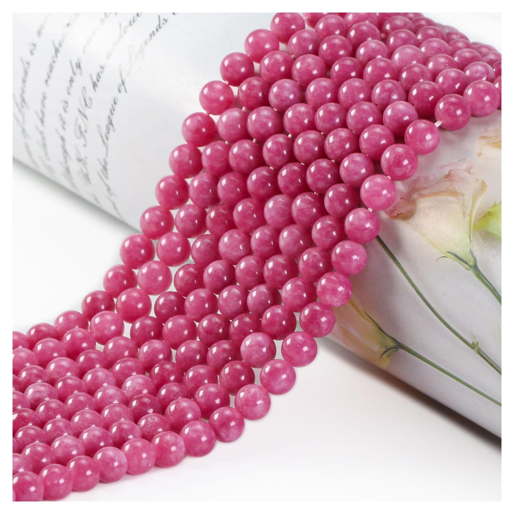 Natural Stone Beads, Gemstone Beads, 45 Pieces, 8 mm, Natural Stone, Unakite Gemstone Beads, Polished Round Gemstones for Threading, Gemstones, Stone Beads for Bracelets, Necklaces, DIY Jewellery,