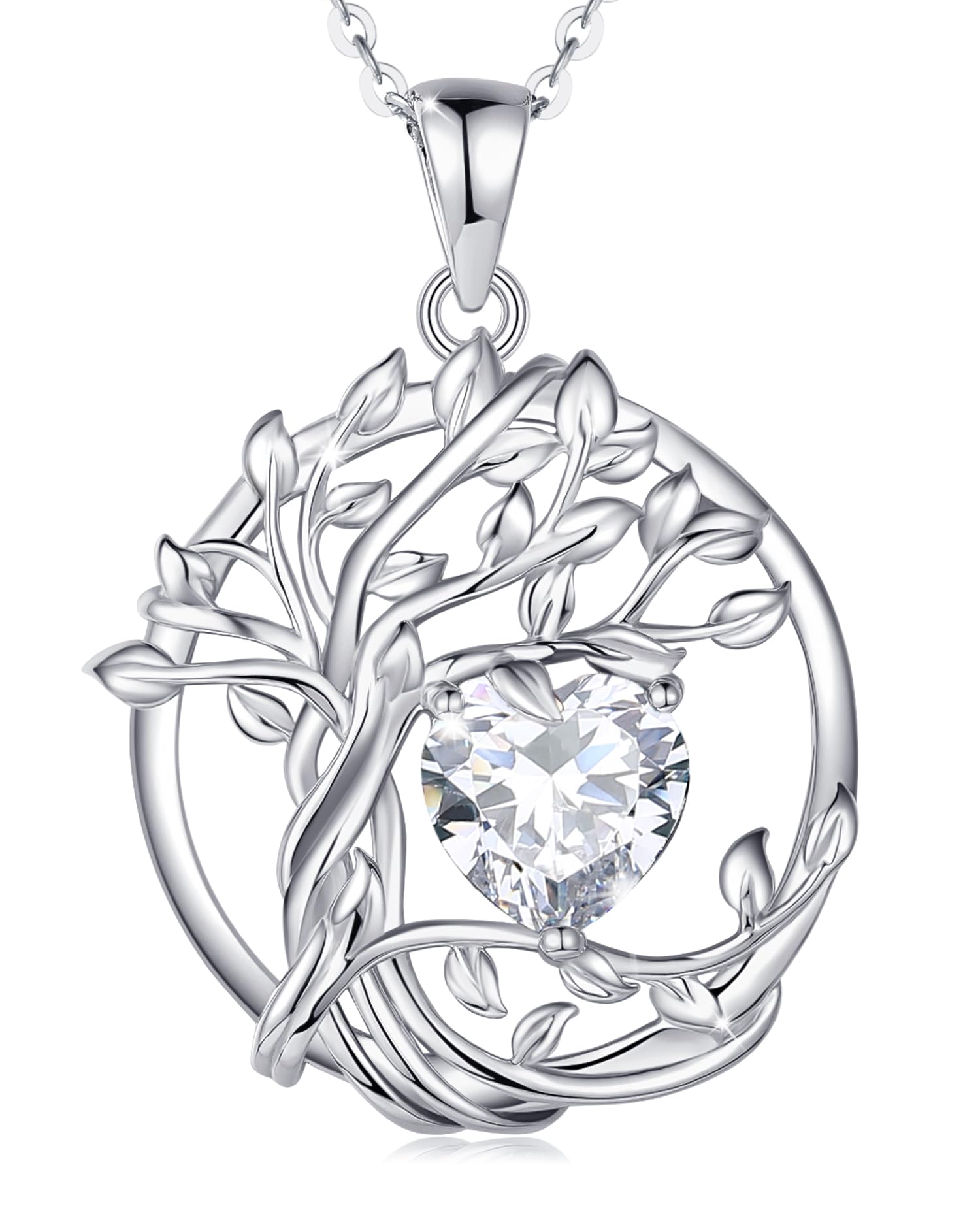 FANCIME Tree of Life Baum des Lebens Geburtstein Halskette Sterling Silber Anhänger Geburtstein Kette Edelstein Jahrestag Geburtstag Schmuck Weihnachten Geschenke für Damen Mama Ihre Frau