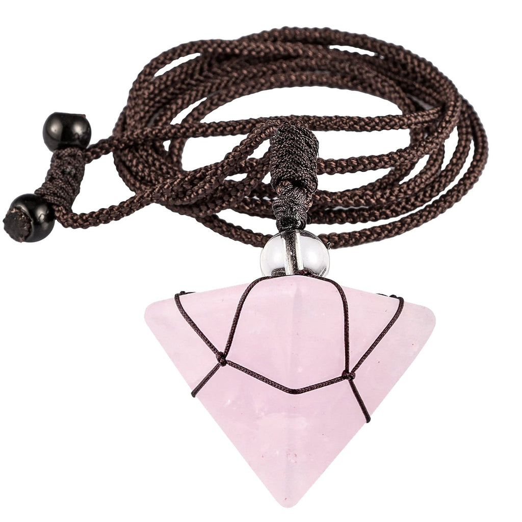 KYEYGWO Stein Pyramide Anhänger für Damen und Herren, Kristall Quarz Spitze Heilung Halskette mit Einstellbare Nylonseil, Reiki Edelstein Pendel Kette Mode Schmuck für Amulett Glücksbringer