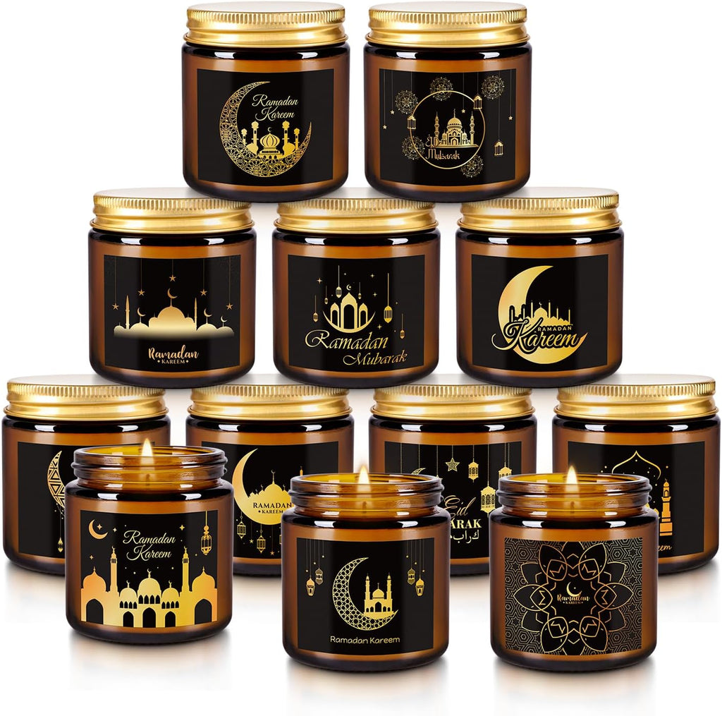 12 Pack of Ramadan Aromatherapy Candles, Glass Canned Candles