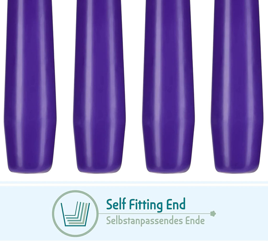 BRUBAKER Premium Spitzkerzen Lila - 50 Stück - bis zu 7,5 Stunden Brenndauer pro Kerze - 24 cm Tafelkerzen Set für Kerzenständer und Kronleuchter - Leuchterkerzen Halterkerzen