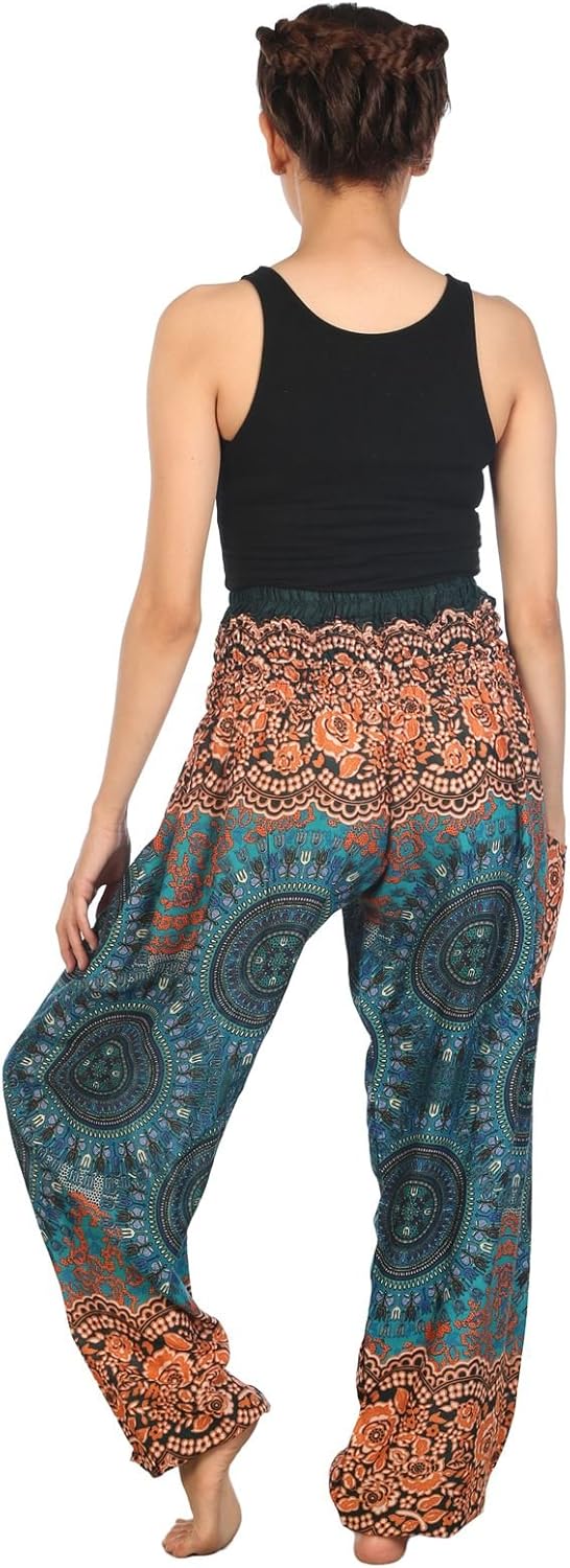 Lofbaz Damen Boho Haremshose Festival Outfit Sommerhose Leicht Yogahose Pumphose Hippie Hose Kleidung Sommer Hosen