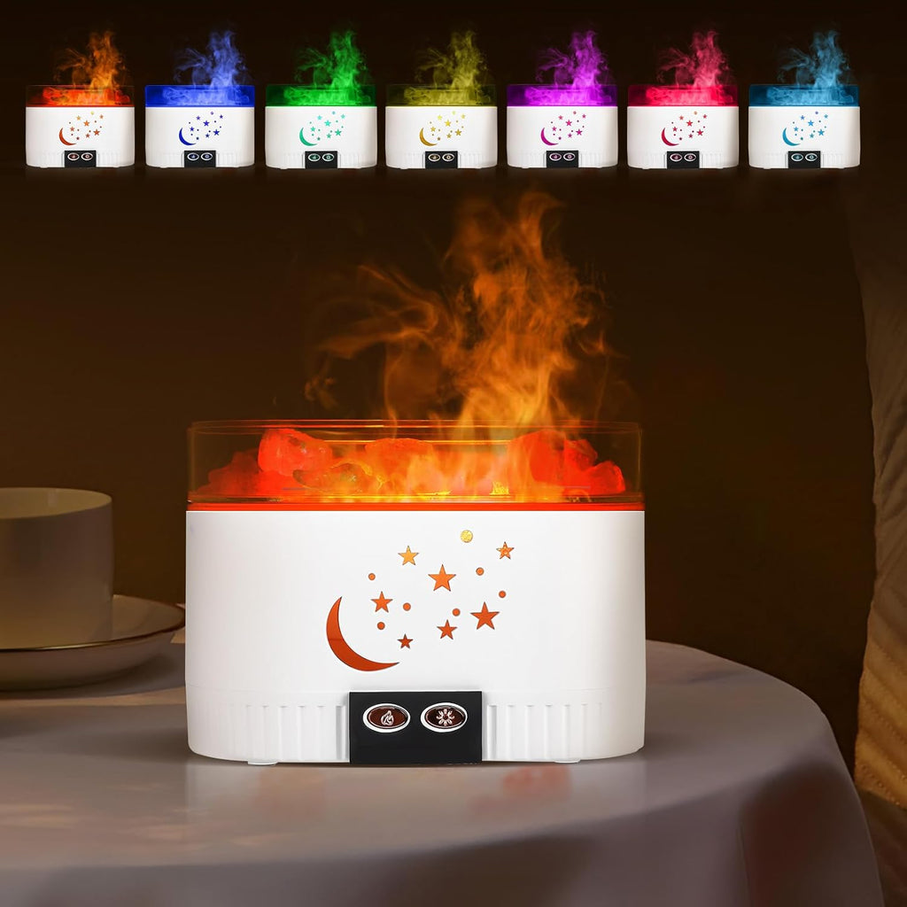 2-in-1 Salzstein Aroma Diffuser mit 7 Farben LED - Kabelloser Luftbefeuchter für ätherische Öle, Salzkristalllampe & Duftöl Diffusor als Raumduft und Salzlampe für Zuhause, 200ml