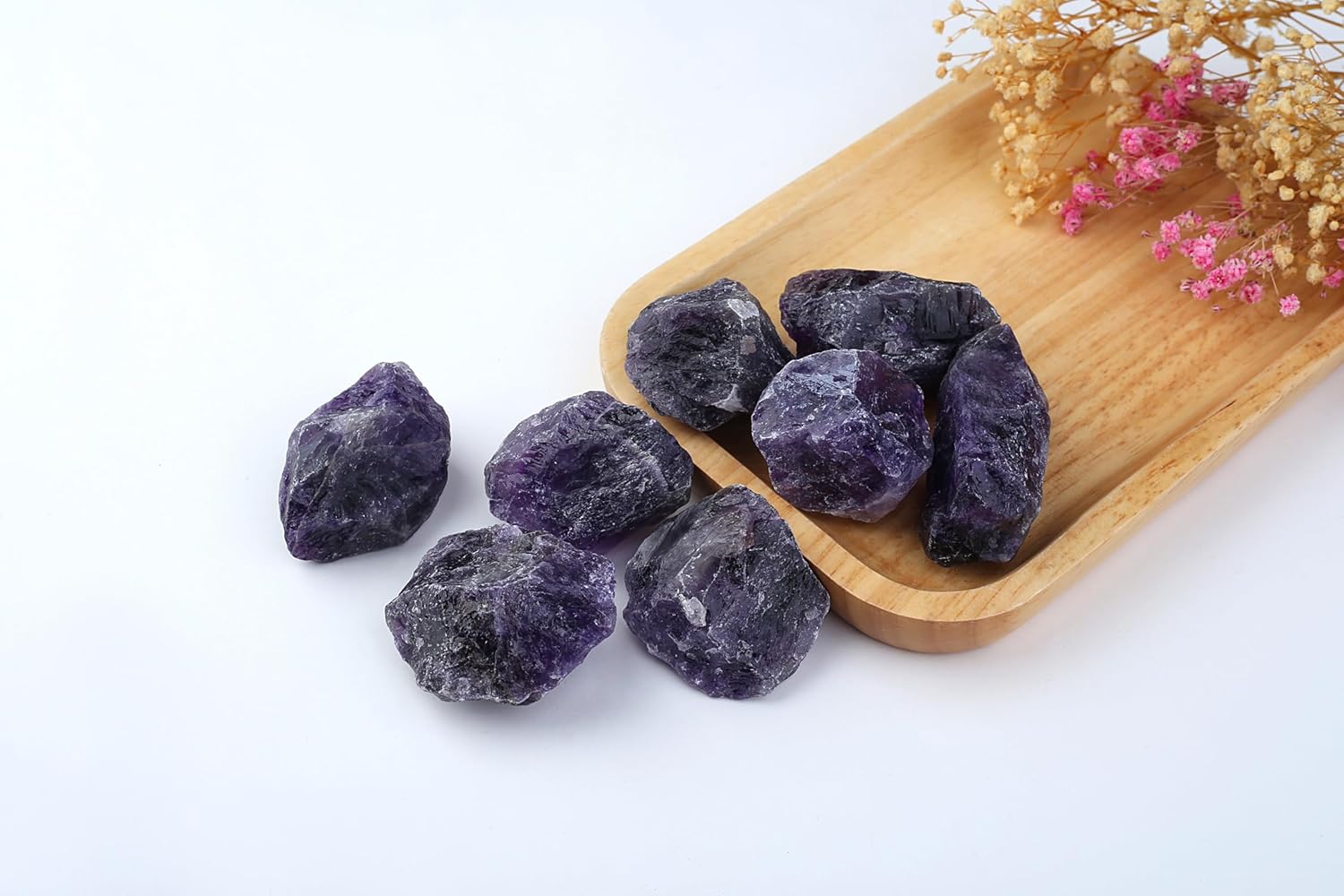 QINJIEJIE 100% Großes Amethyst Rohsteine Premium Wassersteine Kristalle Steine 4 Stück Natursteine Heilsteine set 4.5–5 cm