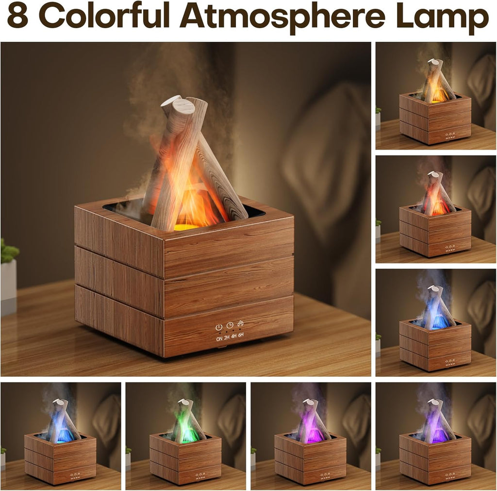 Bonfire Essential Oil Diffuser Flame Aromatherapy Diffuser Machine 280ML Fire Mist Humidifiers 8 Color LED Lights Campfire Diffusers for Home Office Bedroom