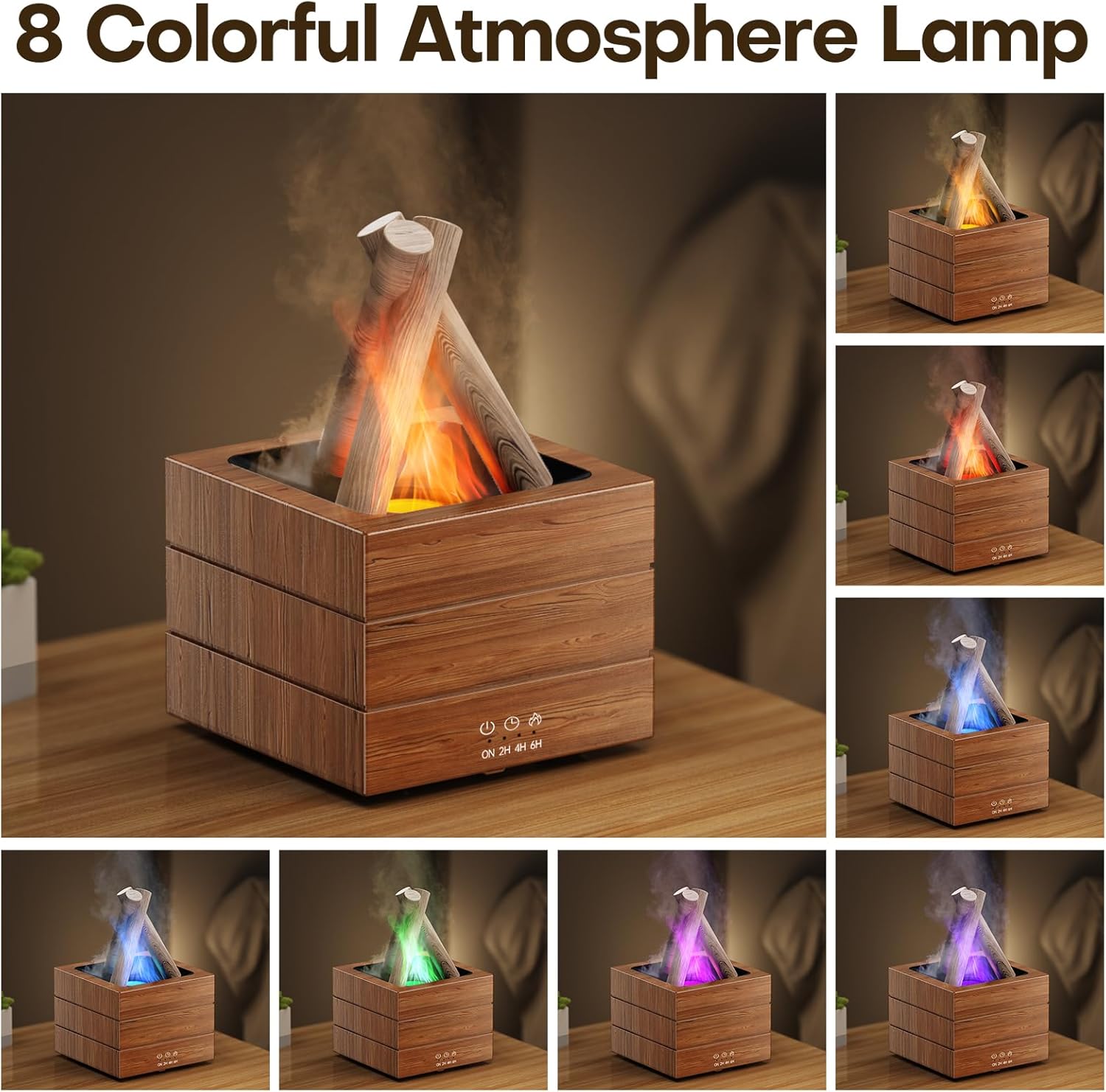 Bonfire Essential Oil Diffuser Flame Aromatherapy Diffuser Machine 280ML Fire Mist Humidifiers 8 Color LED Lights Campfire Diffusers for Home Office Bedroom