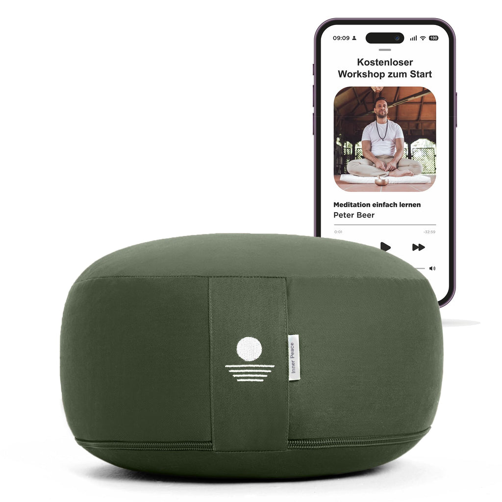 Inner Peace Yogakissen Meditationskissen aus 100% Bio Baumwolle und mit Bio Dinkelfüllung | Yogakissen Rund, Yoga Sitzkissen, Yogakissen Meditationskissen, Sitzkissen Yoga, Meditation Cushion