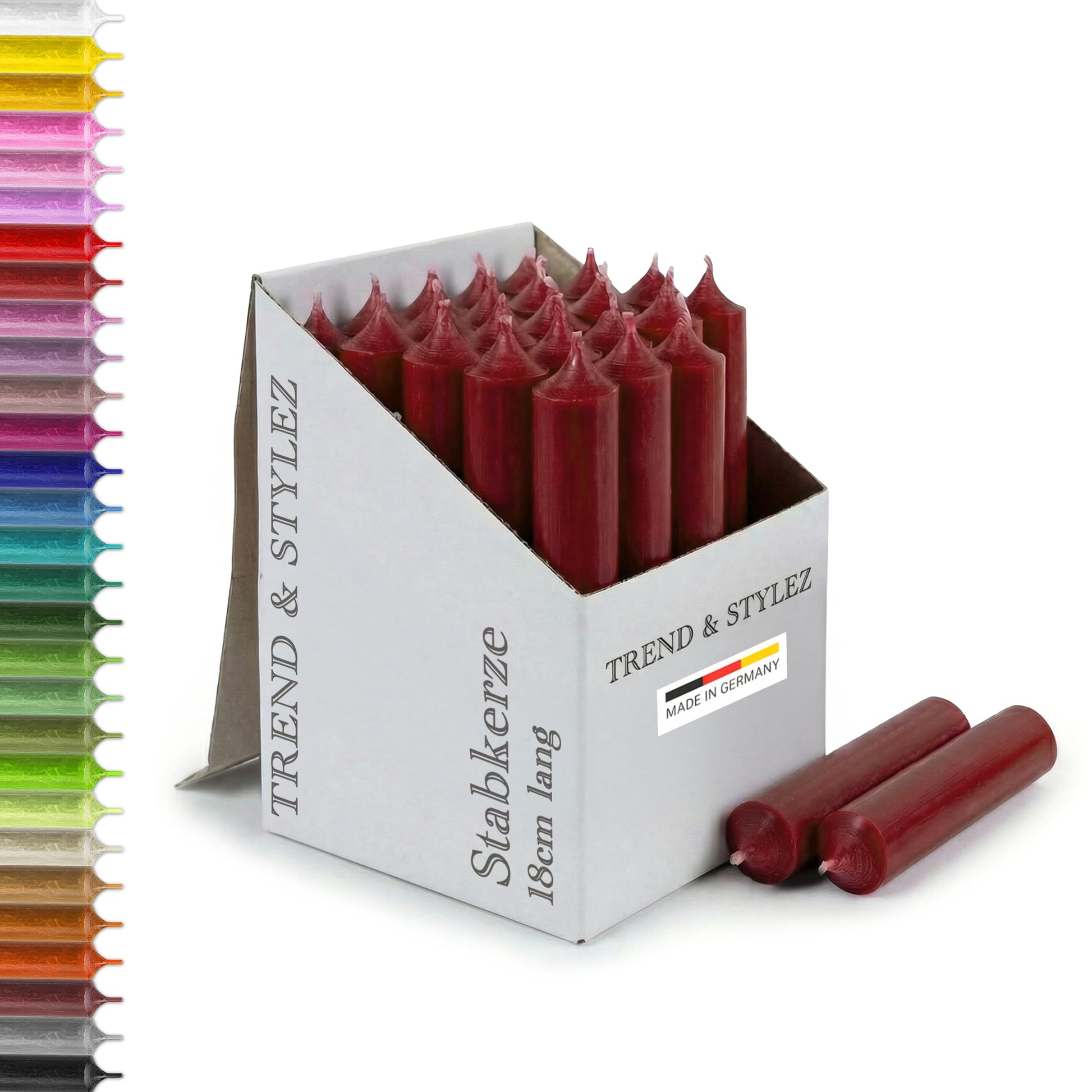 25 Stabkerzen 180mm x 22mm | Durchgefärbte Spitzkerzen | 8+ Stunden Brenndauer | Made in Germany - Ohne Tropfen & Rußen | RAL-Zertifizierte Tafelkerzen unparfümiert (Grün)