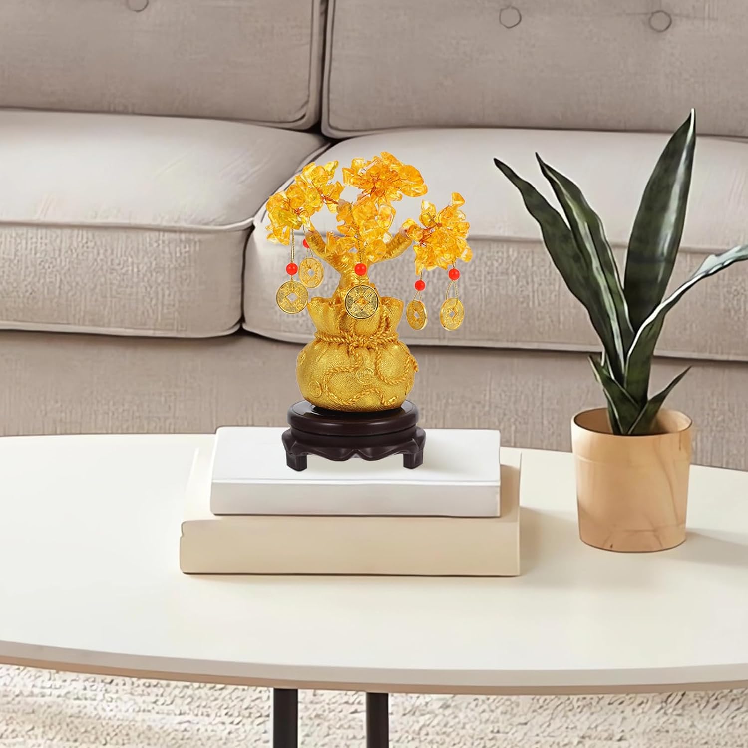 Feng Shui Deko: Geldbaum Feng Shui Geld Baum Feng Shui Bonsai für Glück Geld Glück Ausgleich Citrin Edelstein Baum für DIY Home Office