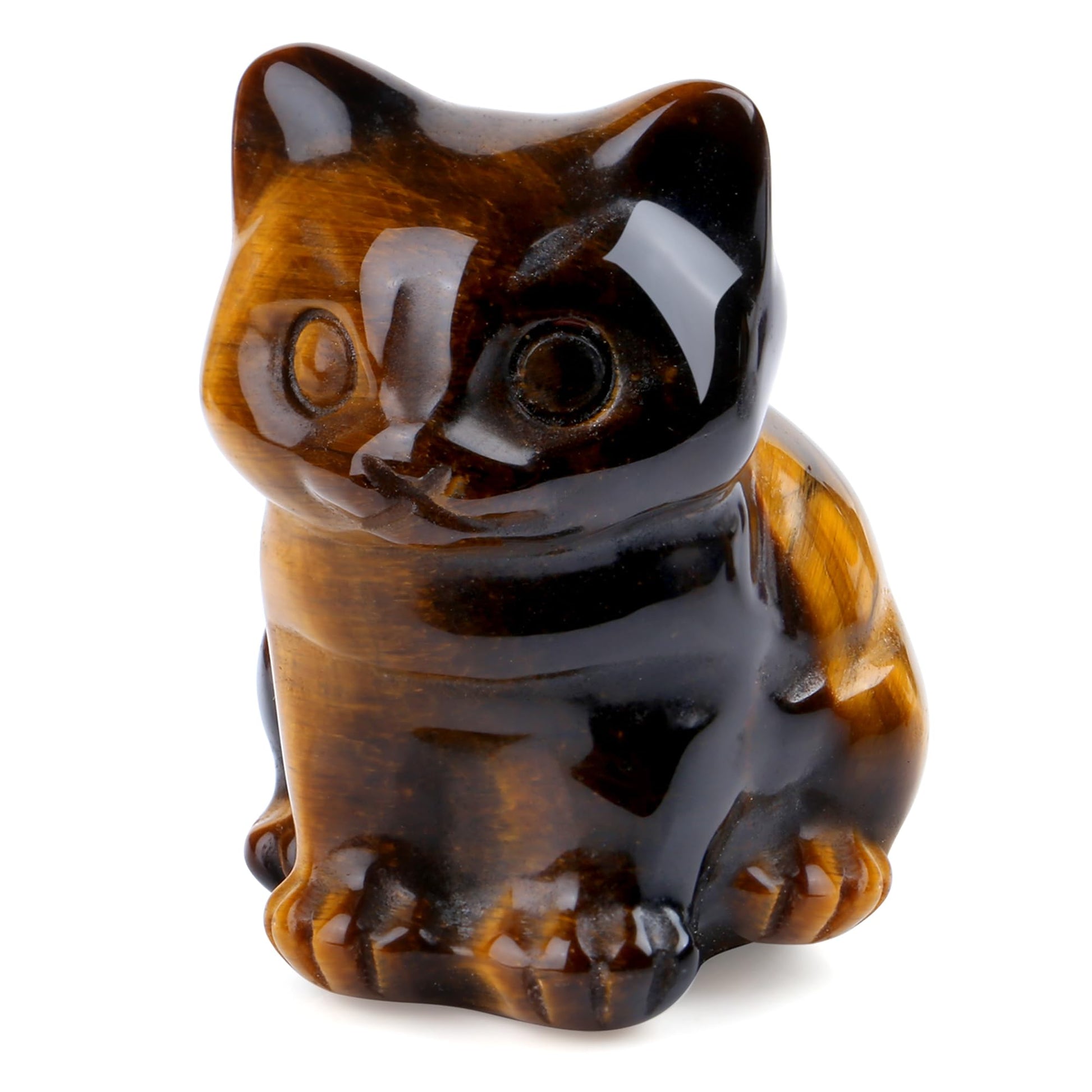 QINJIEJIE Dalmatian Jasper Cat Crystals Figurine Sleeping Cat Figure Statue Gemstones Sculpture Lucky Kitten Cute Decoration Men Women