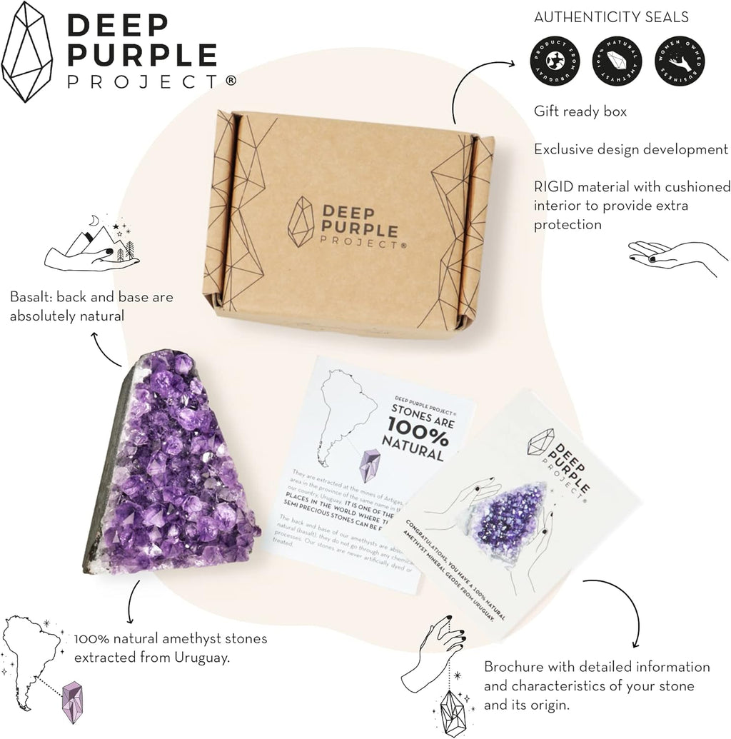 Deep Purple Project Amethyst Druse Stein Echt (250 gramm bis 500), Amethyst Geode Groß, Kristalldruse aus Uruguay