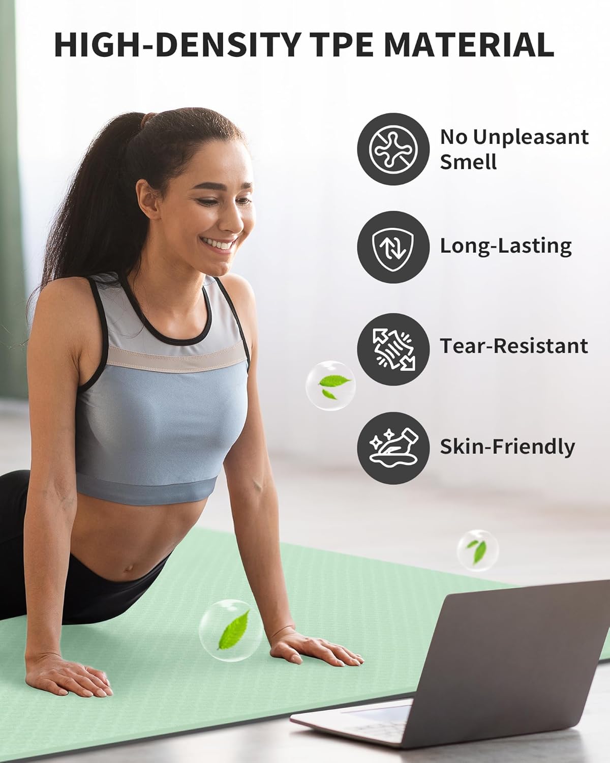 CAMBIVO Yogamatte XXL, Yoga Matte 183cm x 122cm Groß，6/8/10/12mm Extra-DickE Fitnessmatte, Breite Sportmatte Rutschfest, TPE Pilatesmatte Gymnastikmatte mit Handtuch
