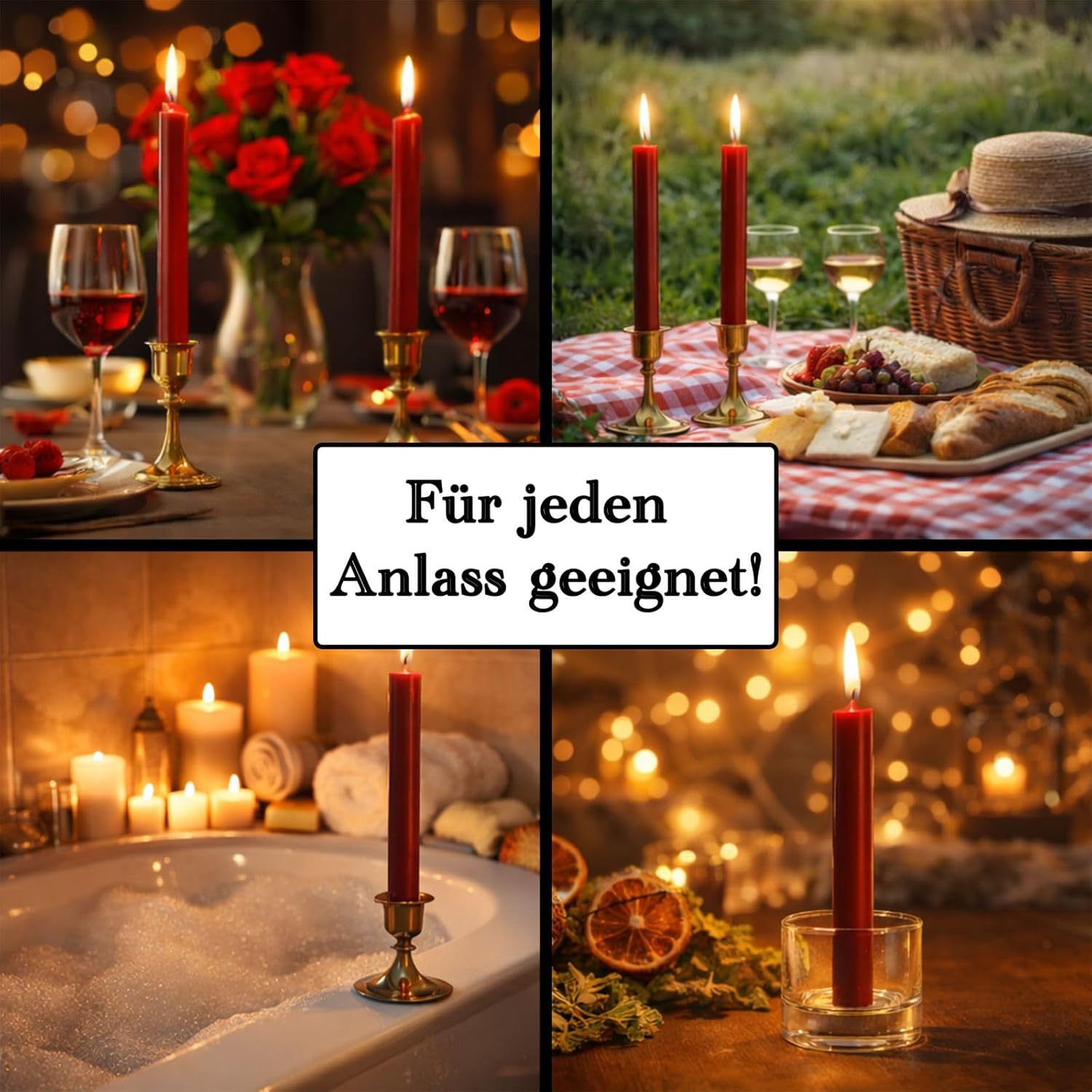 10 Bunte Spitzkerzen durchgefärbt 100x22mm | RAL Stabkerzen mit 8h+ Brenndauer | Ohne Tropfen & Rußen | Tafelkerzen für Leuchter | Made in Germany (Pastellblau)