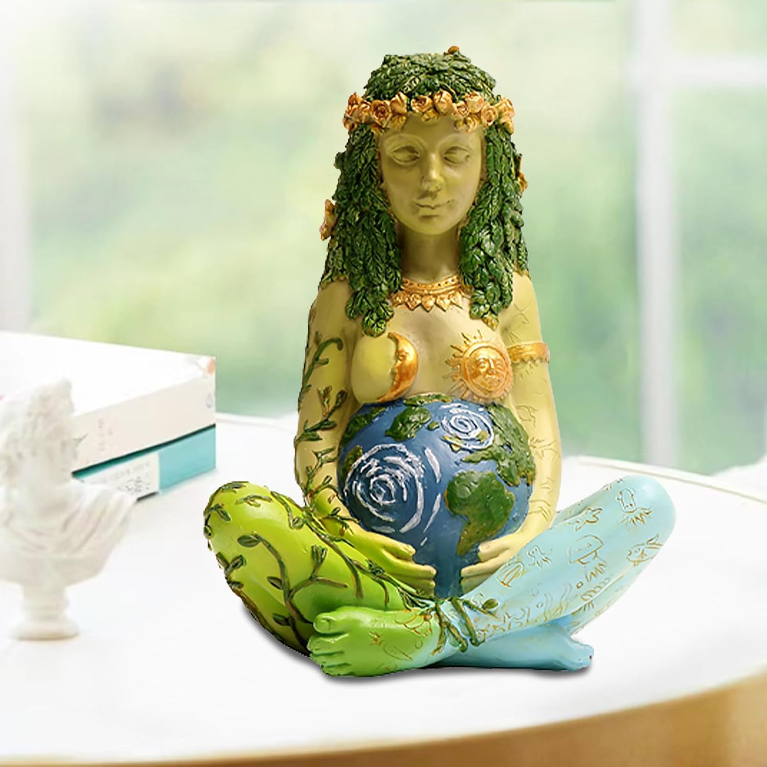 17,8 cm Mutter Erde Statue,Millennial Gaia Göttin Statue,Kunstharz Kunststatue,Handbemalte Heilfigur,aus Feinstem Harz Gegossen,Wunderschön Geformtes Design,für Zuhause,Kunstraum,Garten,Freien