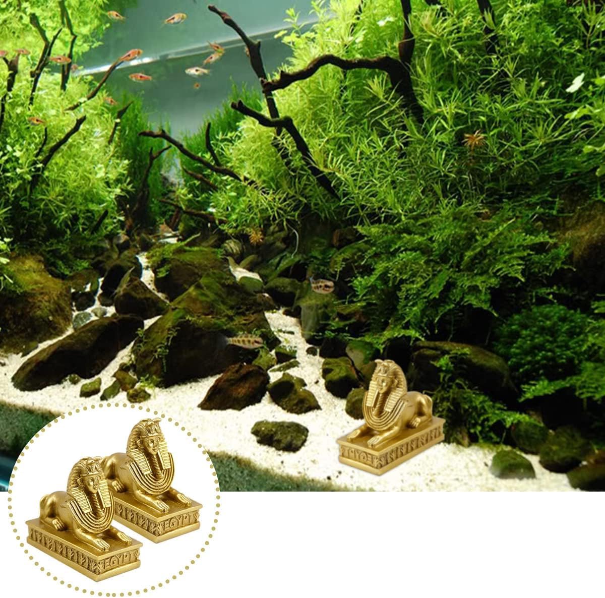 2 Pieces Sphinx Figure Resin Egyptian Sphinx Statue Gold Egyptian Desktop Ornaments for Homes