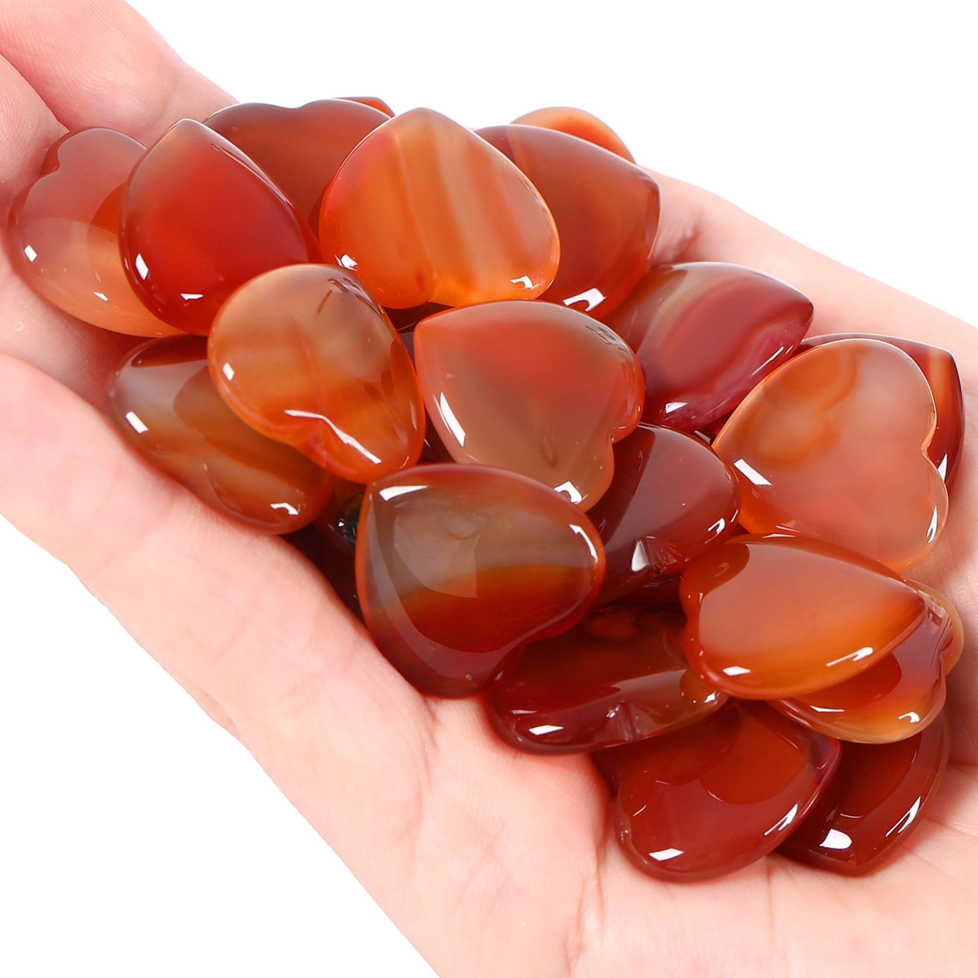 QINJIEJIE Pack of 20 Red Jasper Heart Crystals Valentine's Day Hearts Gift Crystal Anniversary Gift Love Heart Stone Reiki Crystals for Meditation 0.6 Inches