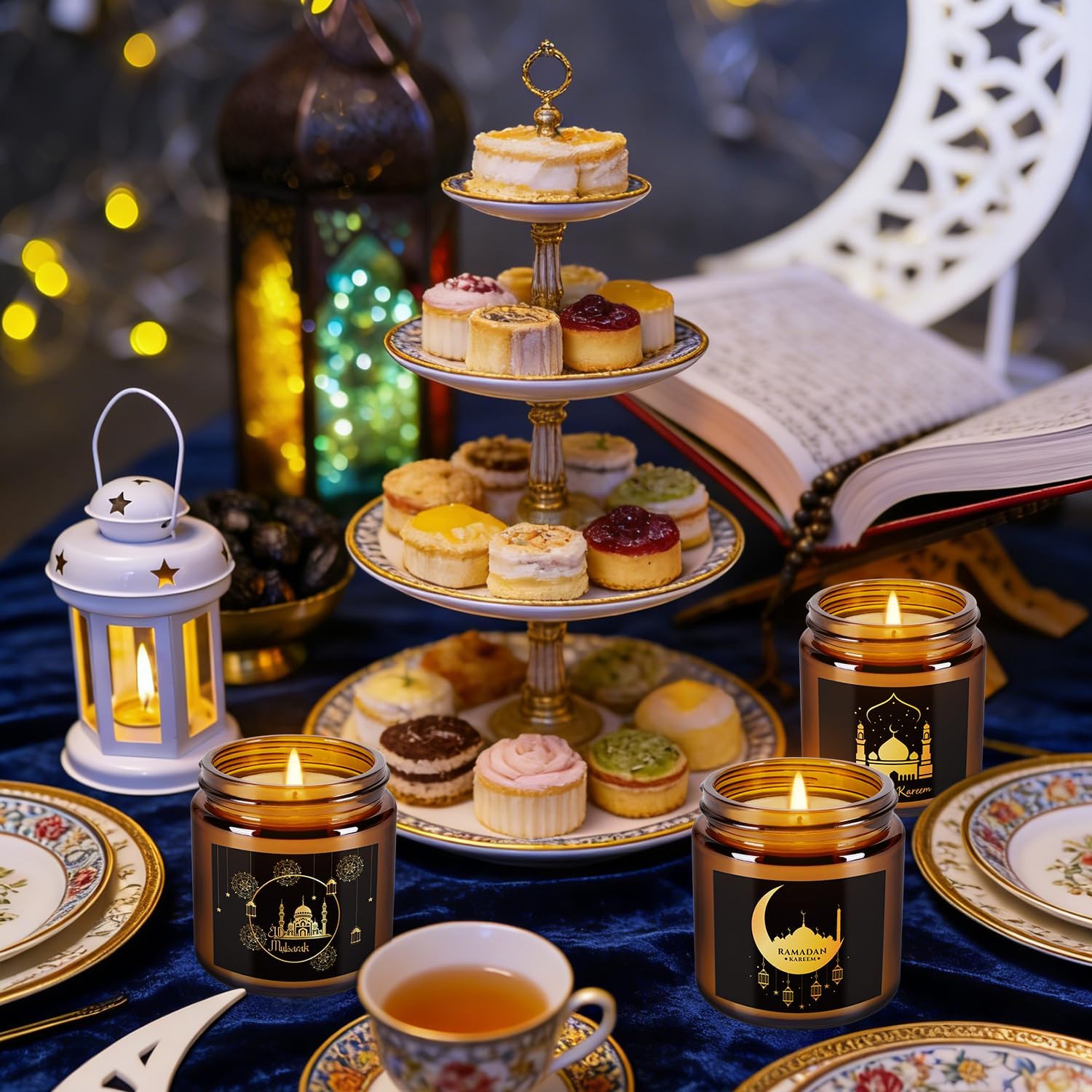 12 Pack of Ramadan Aromatherapy Candles, Glass Canned Candles