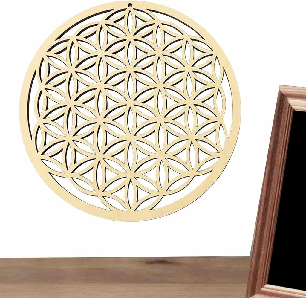 Wooden Grid Wall Art with Sacred Geometry, Chaakra Grid, Wall Art with High-Quality Sacred Geometry of Life, Spiritual Decoration