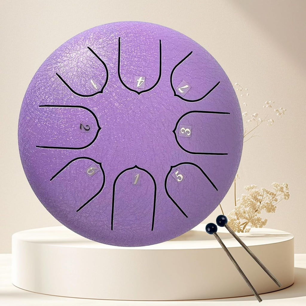TUOKING Steel Tongue Drum 6 Inch 8 Notes D Major Rain Drum for Outside