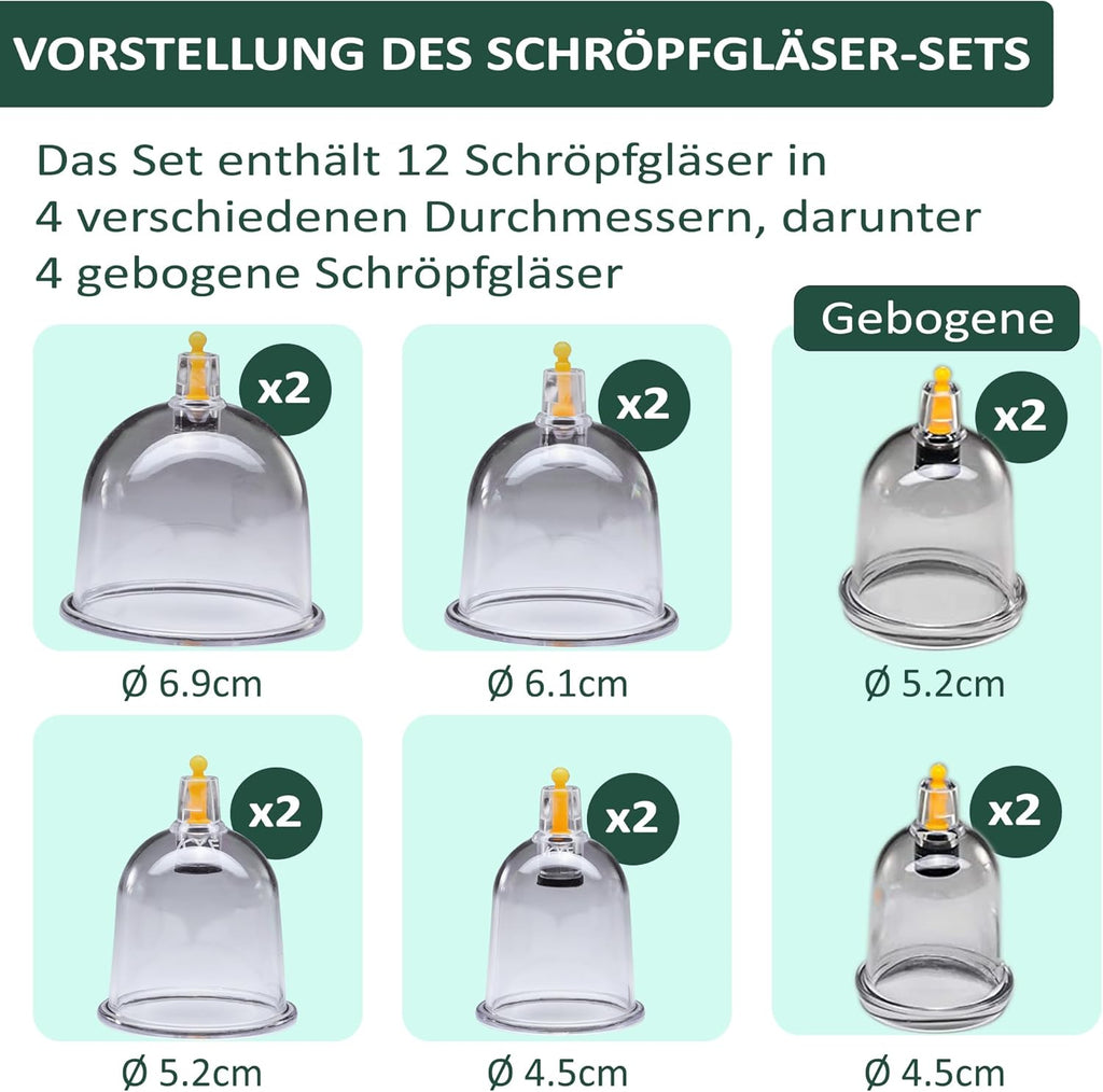 Schröpfgläser mit Vakuumpumpe Schröpfen Schröpfglas 12 Stück Uplife