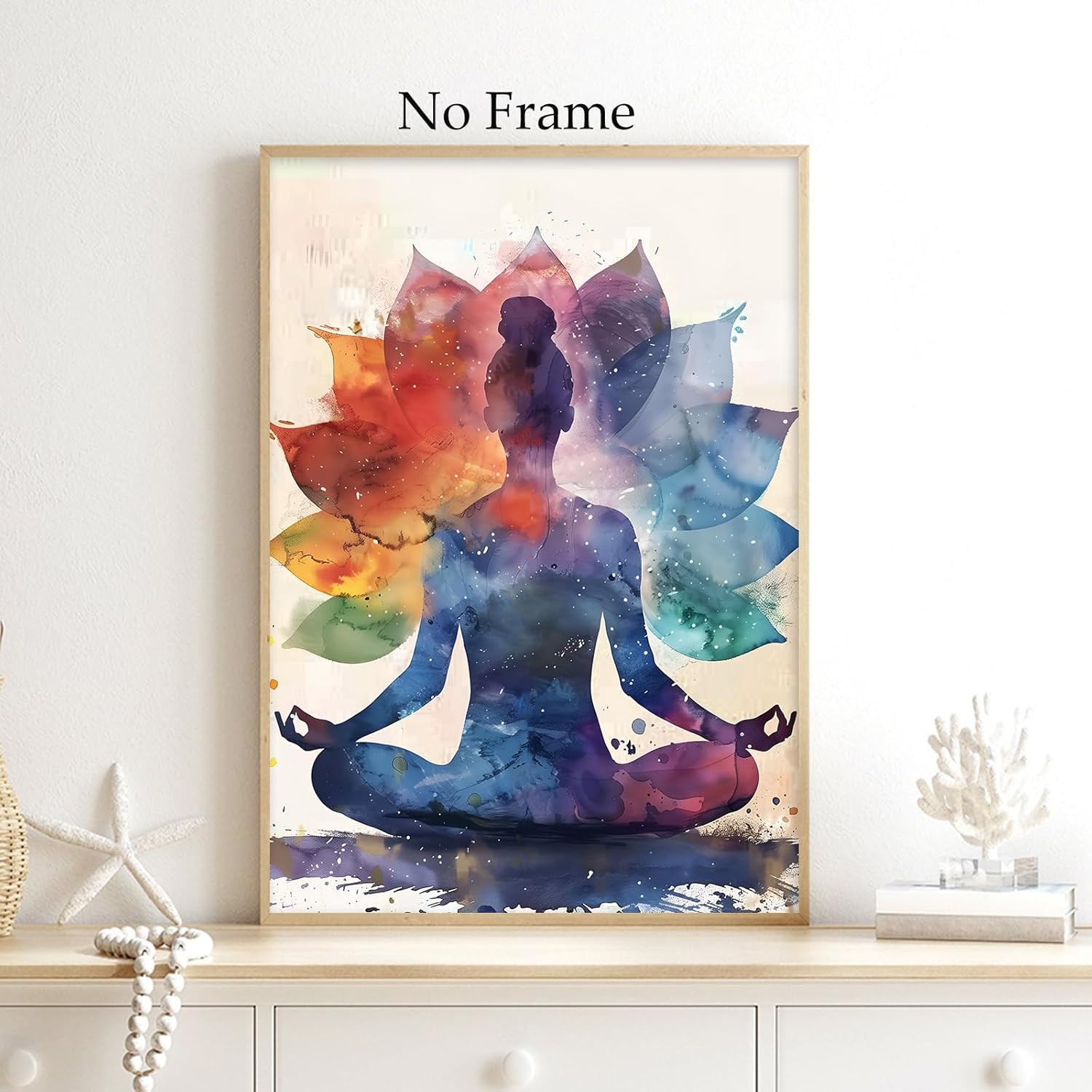 GADZRTIL Lotus Flower Painting Abstract Yoga Artwork Colorful Zen Wall Art Chakra Poster Canvas Colorful Spiritual Picture Zen Lotus Painting Yoga Chakra Picture for Living Room 16x24inch No Frame