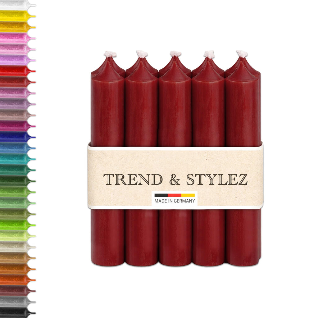 10 Bunte Spitzkerzen durchgefärbt 100x22mm | RAL Stabkerzen mit 8h+ Brenndauer | Ohne Tropfen & Rußen | Tafelkerzen für Leuchter | Made in Germany (Pastellblau)