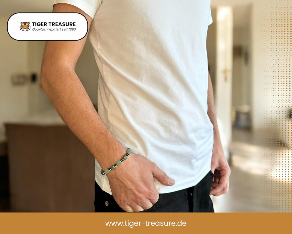 Handgefertigte Armband-Kollektion aus echten Edelsteinen und Hämatin, barockes Design