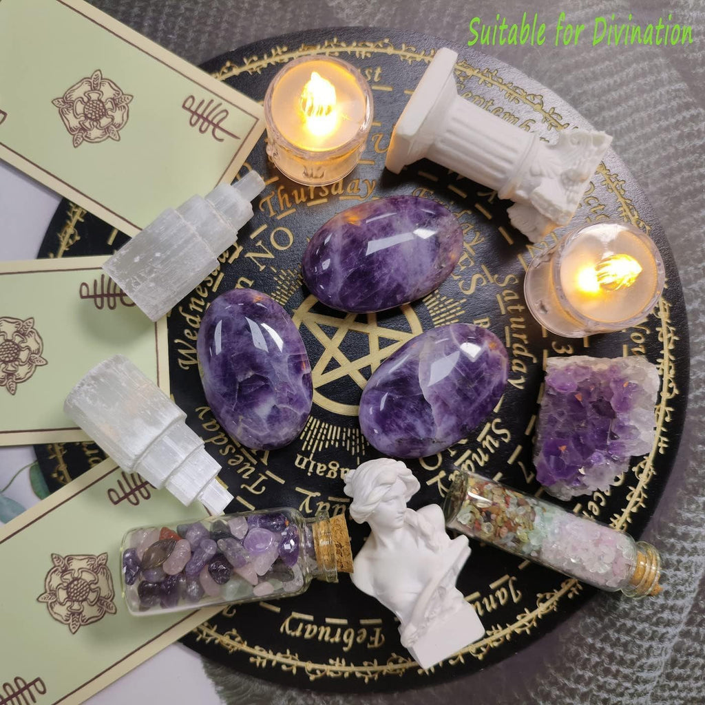 QINJIEJIE Groß Amethyst Edelsteine 2.4" Ovale Kristalle Natürliche Steine Sorgensteine Handschmeichler Stein Kristall Spirituelle Geschenke Reiki Meditation Deko 1PC