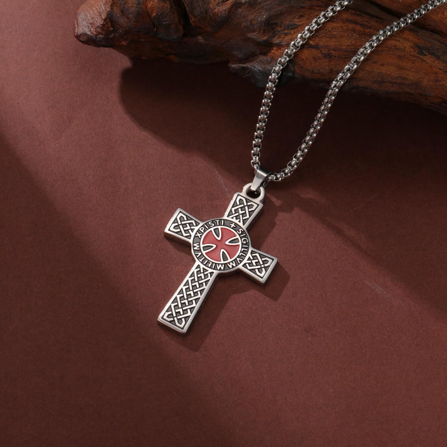 Dreamtimes Ritter Templer Kreuz Halskette für Frauen Männer Edelstahl Vintage Kreuzritter Heiliger Ritter Halskette Dainty Religiöser Schmuck