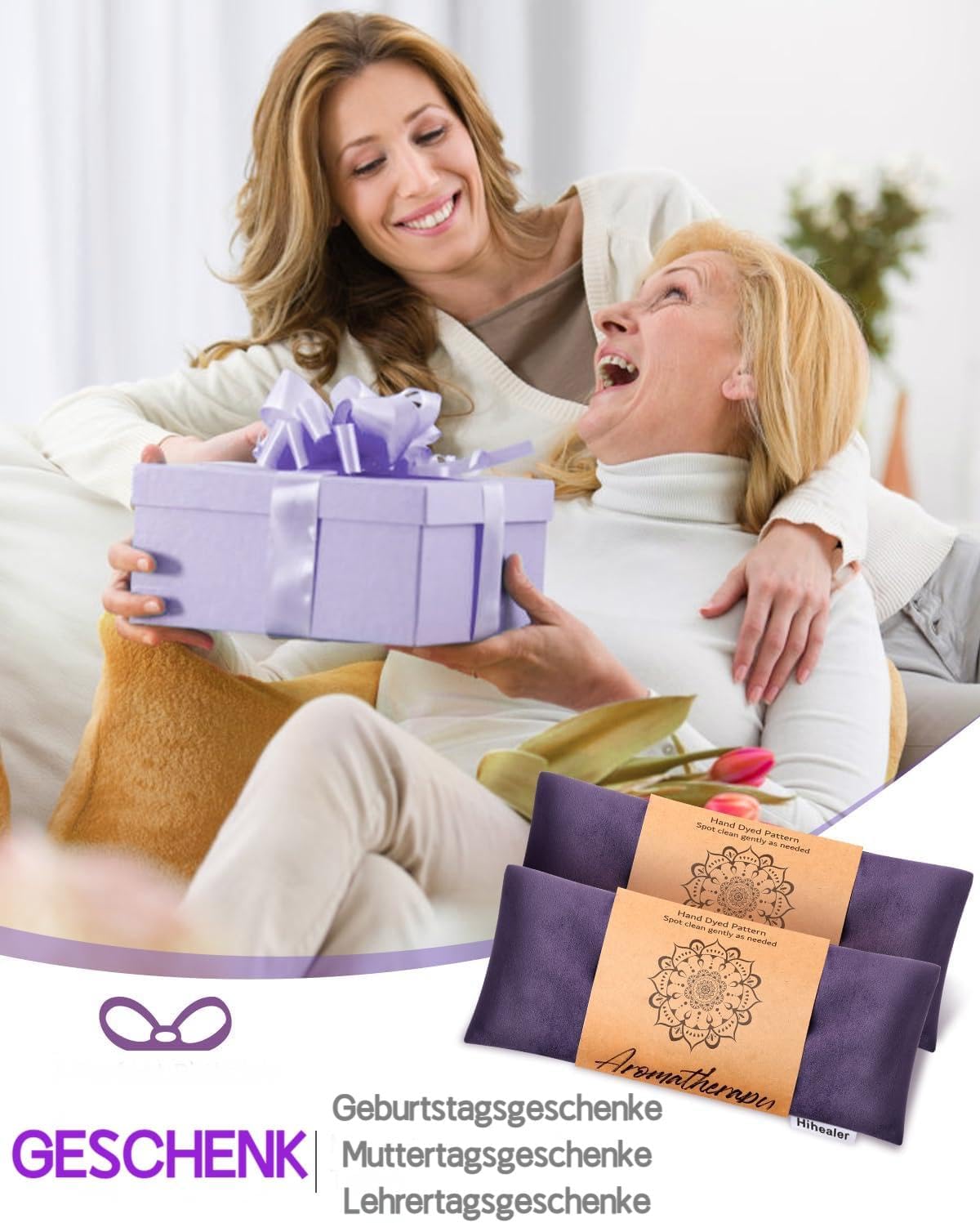 Hihealer 2er / 4er-Pack Augenmaske Gewichts-Augenmaske mit Lavendel-Aromatherapie für Schlaf, Yoga, Meditation und Selbstpflege, entspannende Accessoires Weihnachtsgeschenke für Frauen Mütter