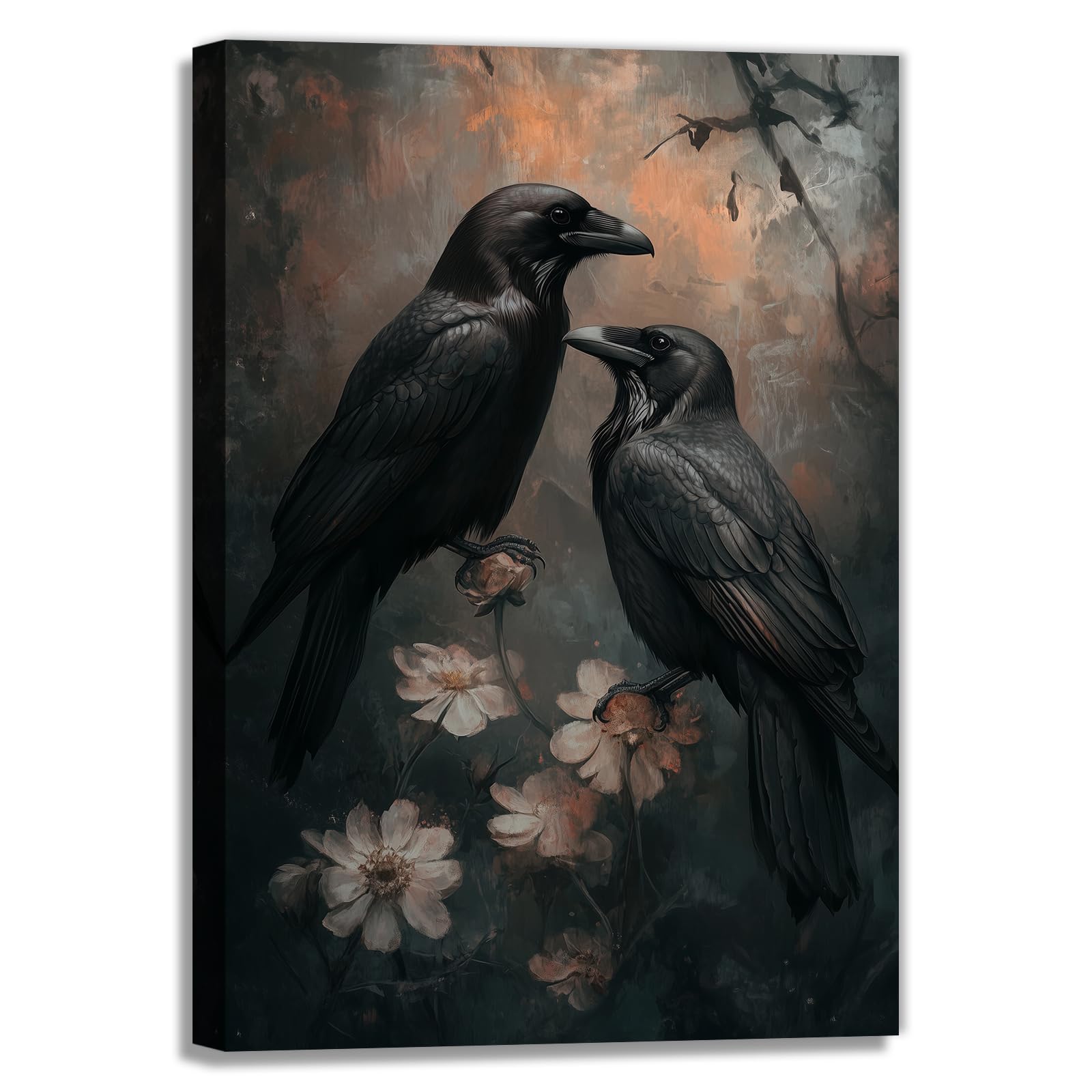 OAAPITI Halloween Decor Vintage Crow Wall Art Retro Art Poster Creepy Raven Picture Print Horrid Cemetery Painting Artwork Home Wall Decor(Artwork-4,12"x18")