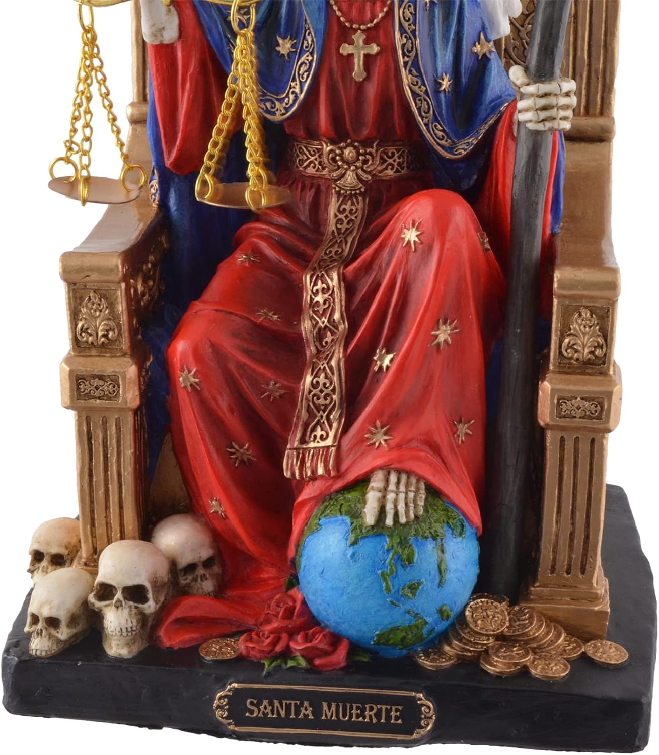 Santa Muerte on Throne with Scythe and Scales - Coloured by Veronese