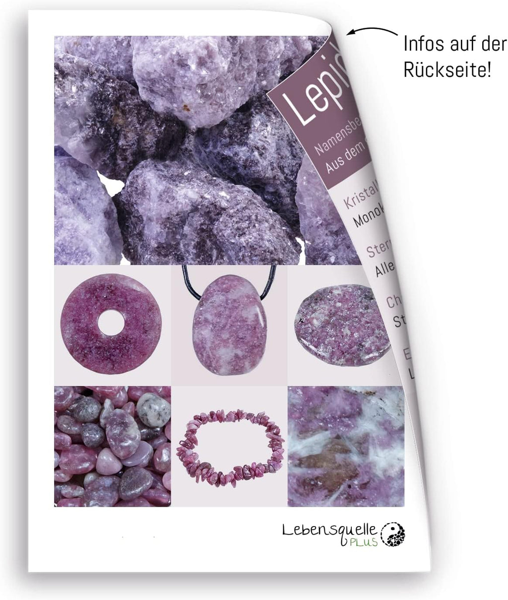 Lebensquelle Plus Tropfen Anhänger mit Baumwollband + Edelsteinkarte | Set-Angebot Echter Edelsteinanhänger | Gebohrter Trommelstein Tropfenanhänger