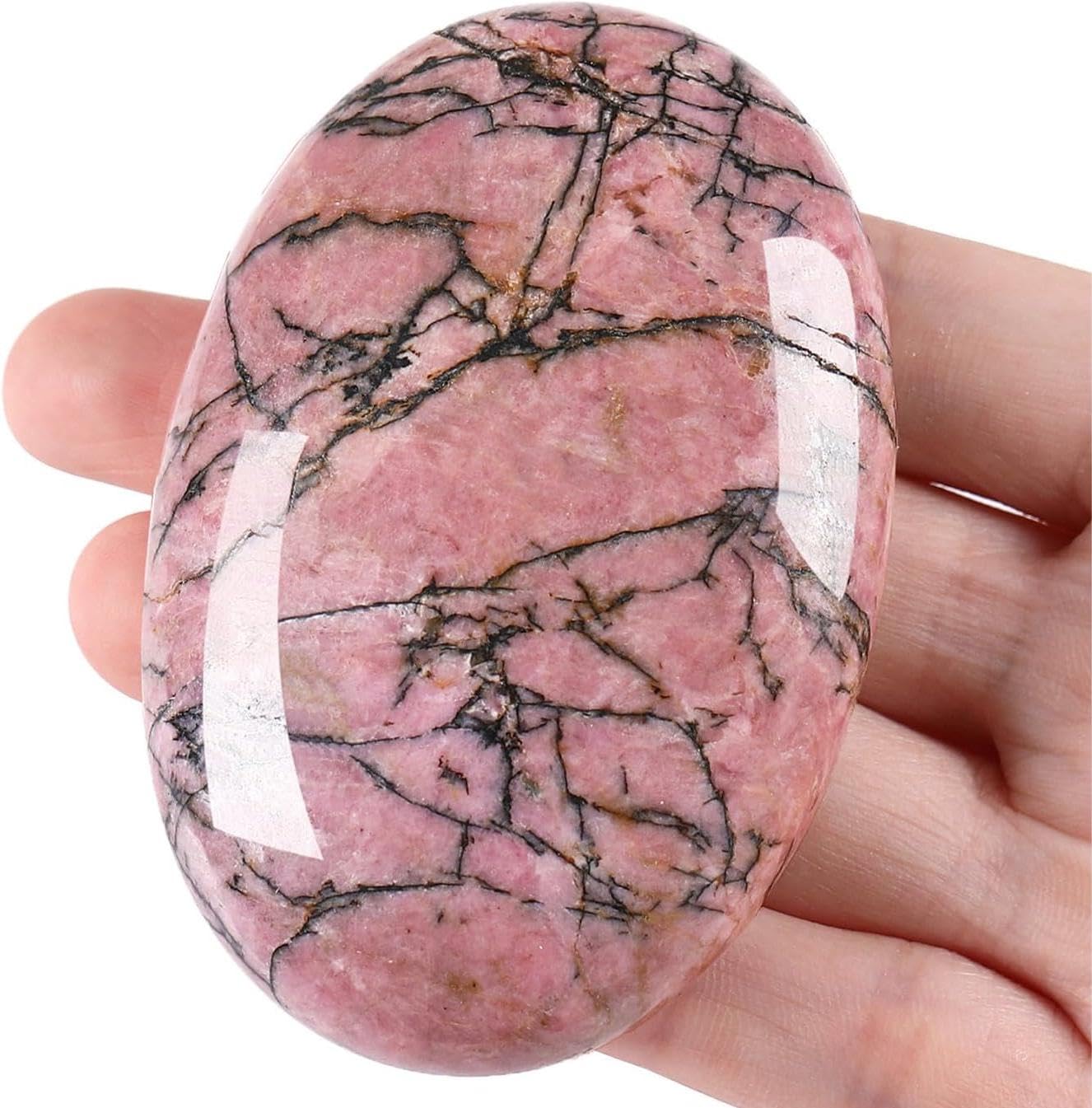 QINJIEJIE Groß Amethyst Edelsteine 2.4" Ovale Kristalle Natürliche Steine Sorgensteine Handschmeichler Stein Kristall Spirituelle Geschenke Reiki Meditation Deko 1PC