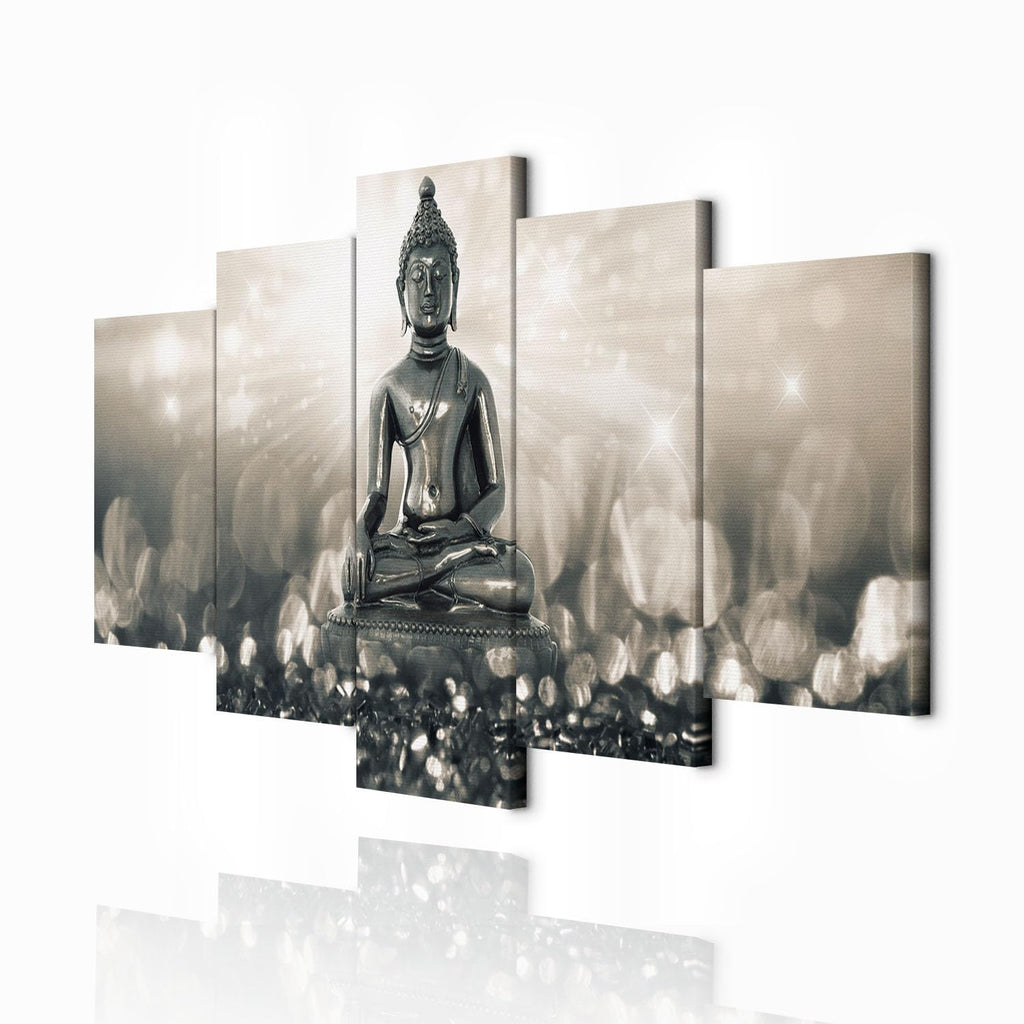 decomonkey Bilder Buddha 200x100 cm 5 Teilig Wandbild Groß Leinwandbild XXL Deko Wohnzimmer Schlafzimmer Wanddeko Pictures For Wall Poster Wall Painting Zen Orient