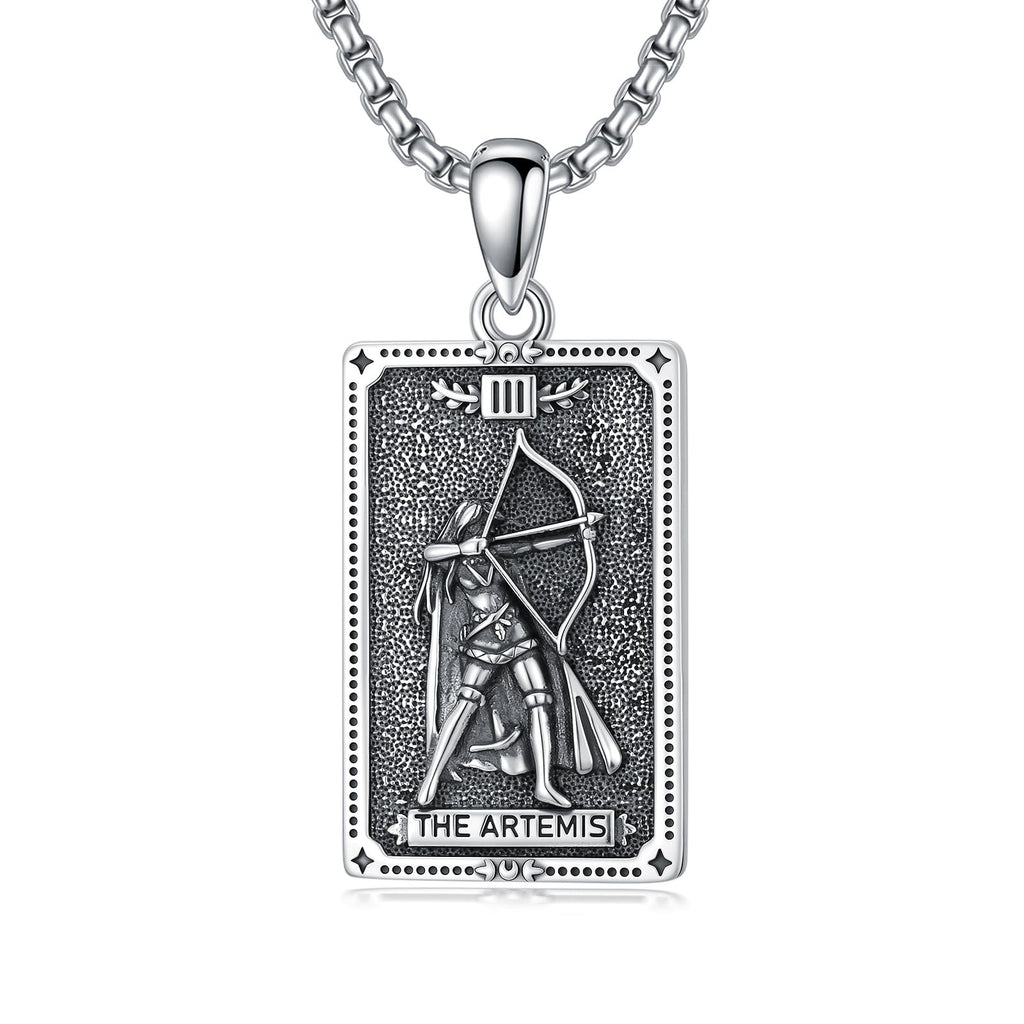 ROMANTICWORK Göttinnen Halskette für Damen 925 Sterling Silber Tarotkarten Anhänger Hekate/Athena/Artemis/Lilith/Medusa Kette Schmuck aus der griechischen Mythologie Geschenk für Weihnachten