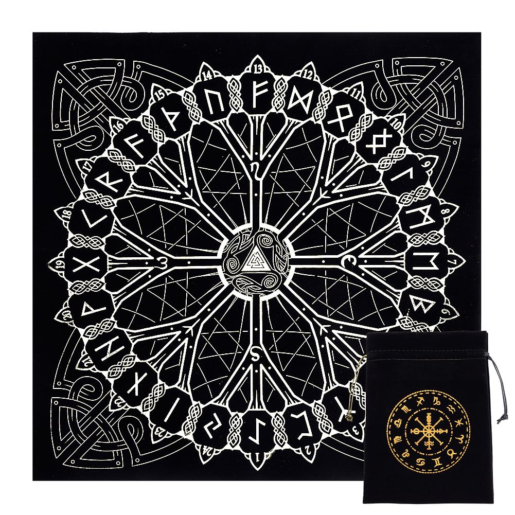 CREATCABIN Altartuch Mond Sonne Stern Pentagramm Himmlisches Tarot-Deck Spiritueller Wandteppich Tischdecke Macht Heiliges Tuch Astrologie Für Wahrsagen Premium-Hexereizubehör Pagan 19.29x19.29 cm