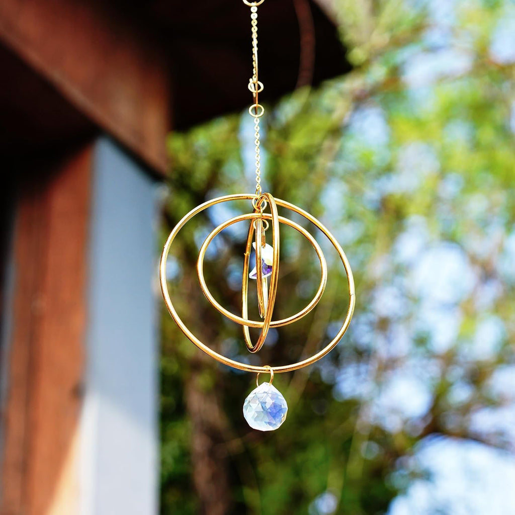 H&D HYALINE & DORA 27,9 cm Sonnenfänger Mond Sonnenfänger Kristall Windspiel zum Aufhängen von Fenstern Kristalle mit Glaskugelprismen für Zuhause, Hochzeit, Garten Dekor