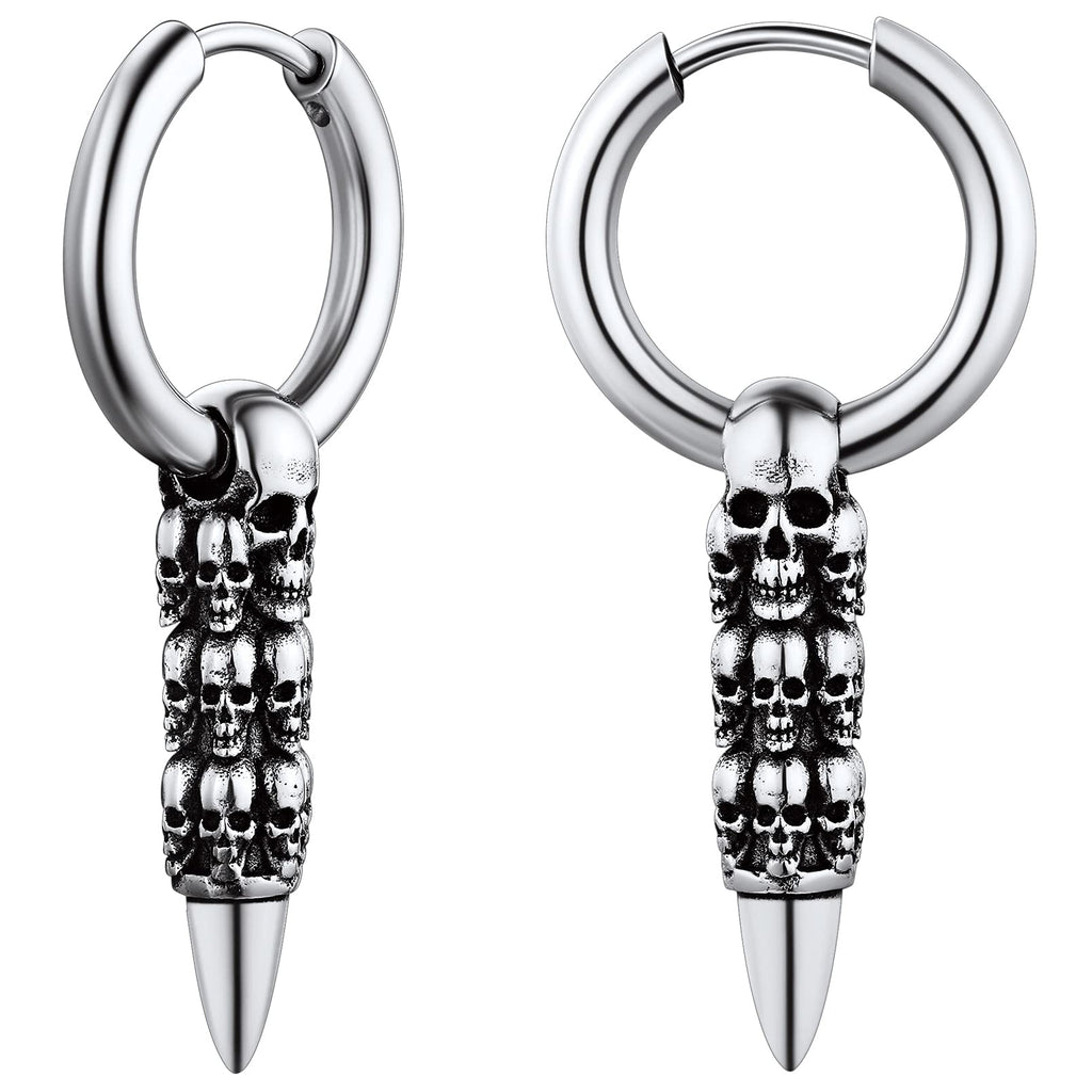 FaithHeart Edelstahl Totenkopf Ohrstecker für Herren Damen Punk Gotik Schädel Ohrring Piercing Creolen Ohrstecker für Weihnachten Valentinstag Halloween