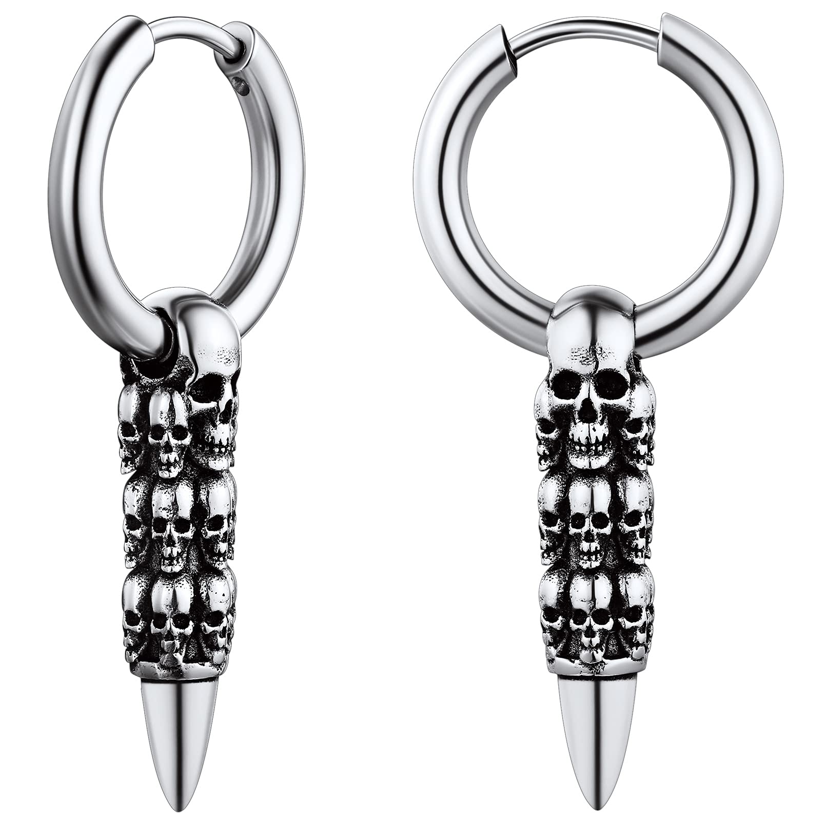 FaithHeart Edelstahl Totenkopf Ohrstecker für Herren Damen Punk Gotik Schädel Ohrring Piercing Creolen Ohrstecker für Weihnachten Valentinstag Halloween