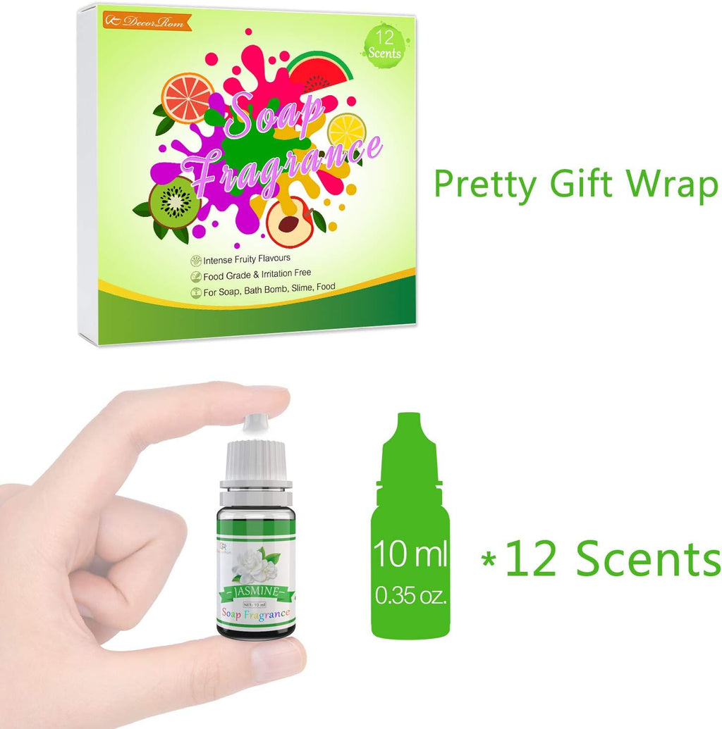 Seifenduftöl - 12 Flüssig Duftöl Seifen Duft Set zur Badekugeln, Seifenherstellung, Schleim - Konzentrierte Badebomben Fragrance Oil für Kosmetik, Kunst und Handarbeit - 10ml pro Stück