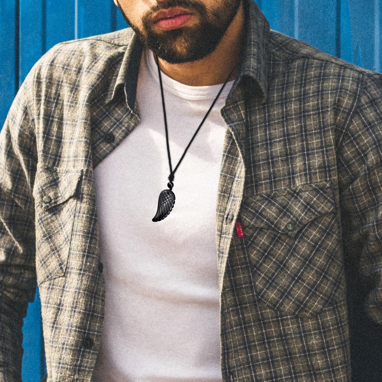 Set of 2 Wings Pendant Necklace Friendship Necklace Angel Wings Pendant Made of Gemstone Healing Stone Lucky Chain Couples Chain Amulet Chain for Lovers Partner